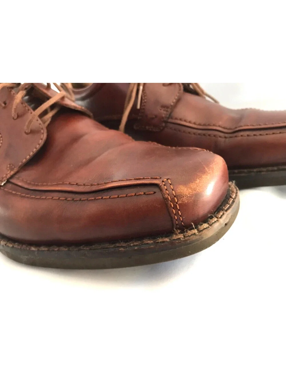 ECCO Dress Shoes Mens EU 45 US 12 Casual Oxford Brown Leather Lace Up Square Toe
